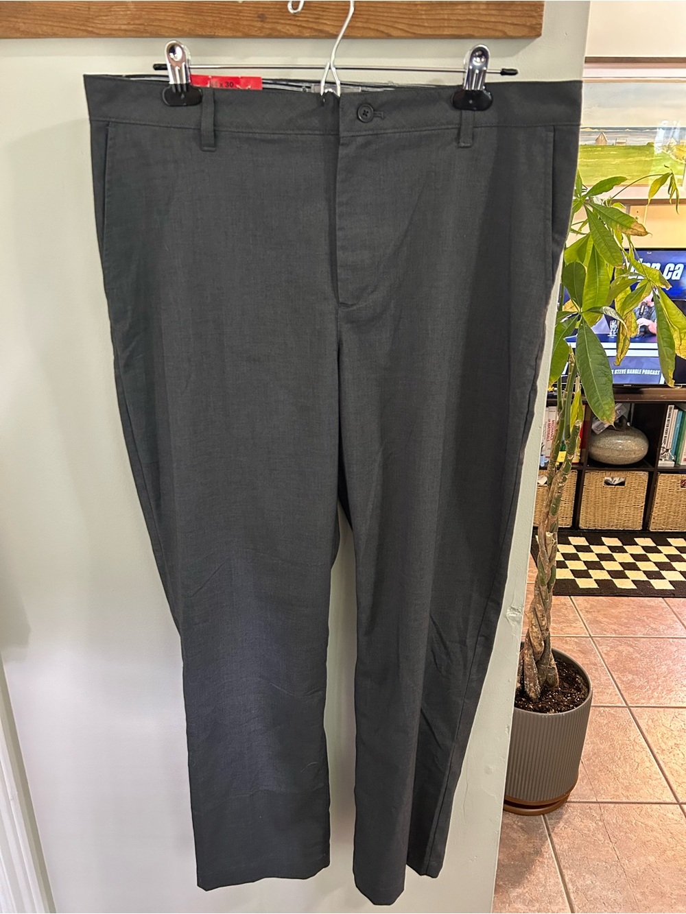 NWT Ted Baker Men's Straight Fit Stretch Dress Pants Charcoal Grey 34x30
